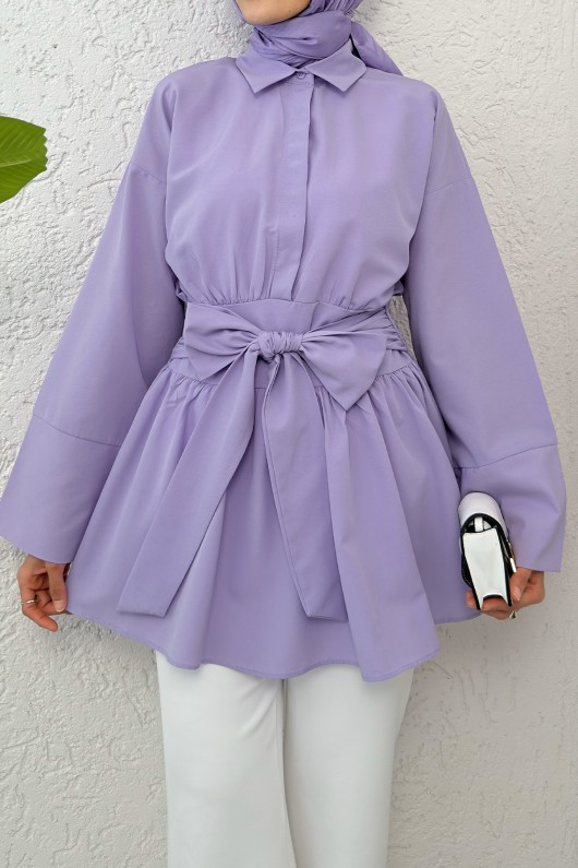 Kimono Kol Fiyonklu Tunik 1613 - LİLA