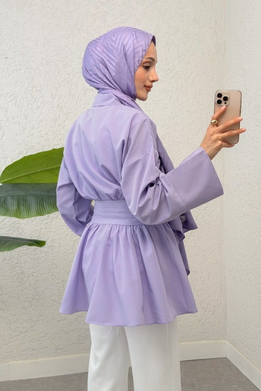 Kimono Kol Fiyonklu Tunik 1613 - LİLA