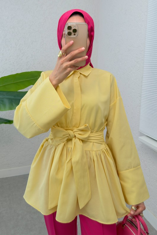 Kimono Kol Fiyonklu Tunik 1613 - SARI