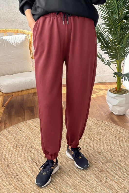 18024 Paçası Lastikli Eşofman Altı - BORDO