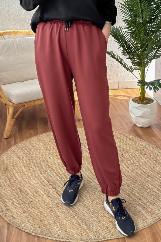 18024 Paçası Lastikli Eşofman Altı - BORDO