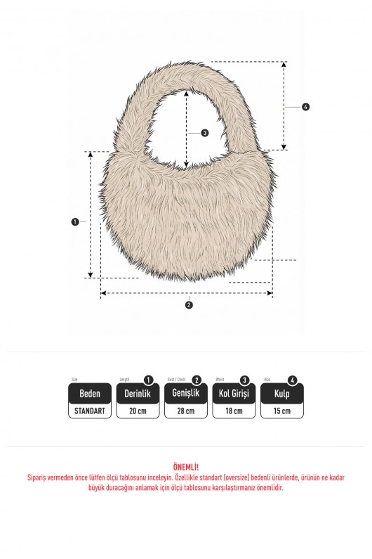 Suni Kürk Omuz Çantası 18212 - TAŞ RENGİ