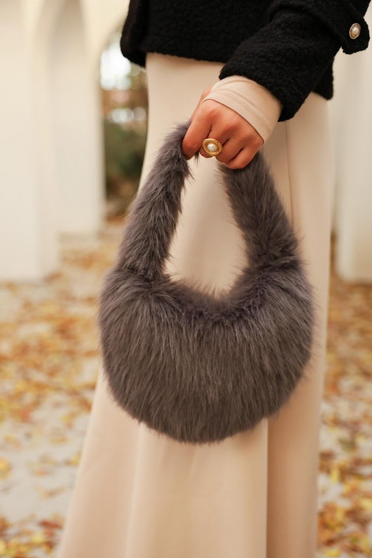 Suni Kürk Omuz Çantası 18212 - ANTRASİT