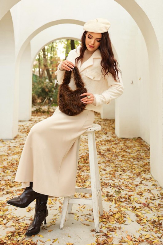 Suni Kürk Omuz Çantası 18212 - KAHVERENGİ