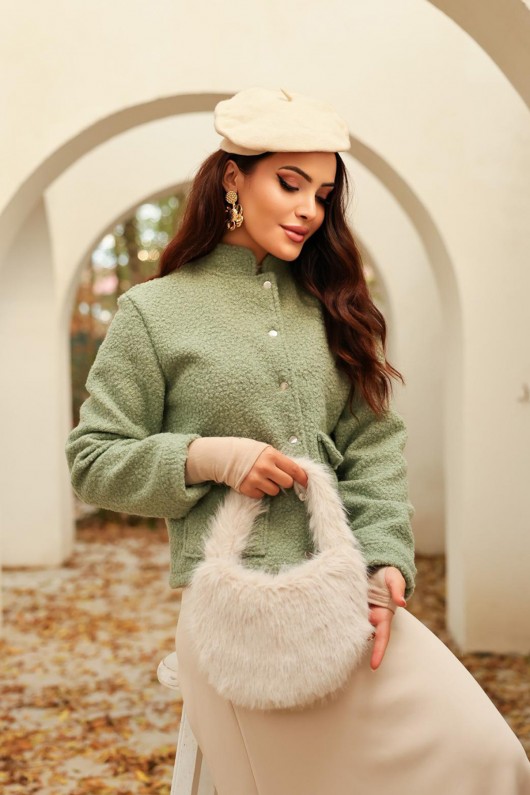 Suni Kürk Omuz Çantası 18212 - TAŞ RENGİ