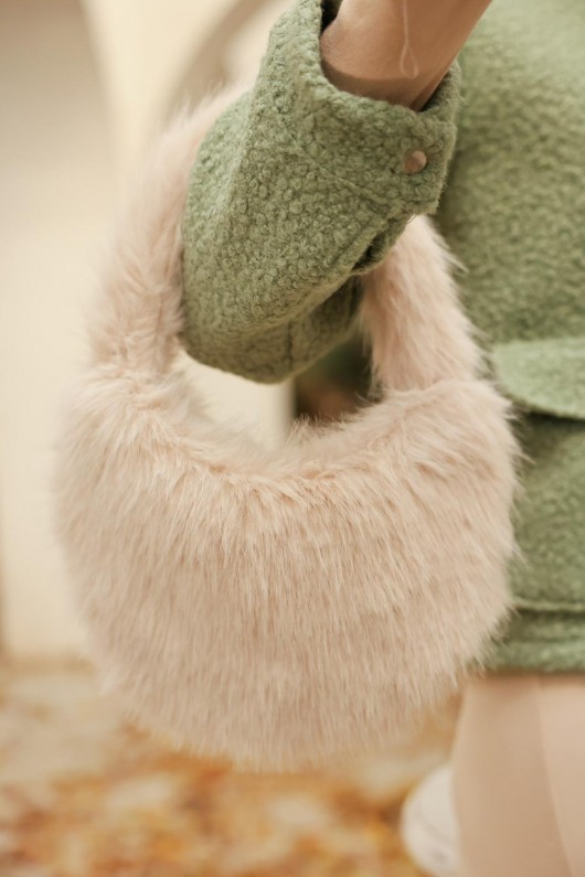 Suni Kürk Omuz Çantası 18212 - TAŞ RENGİ