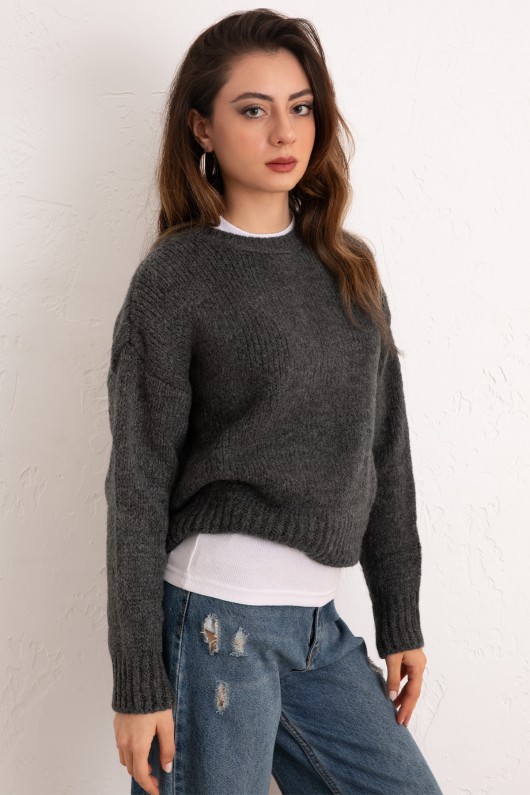 Bisiklet Yaka Basic Kazak 19185 - ANTRASİT