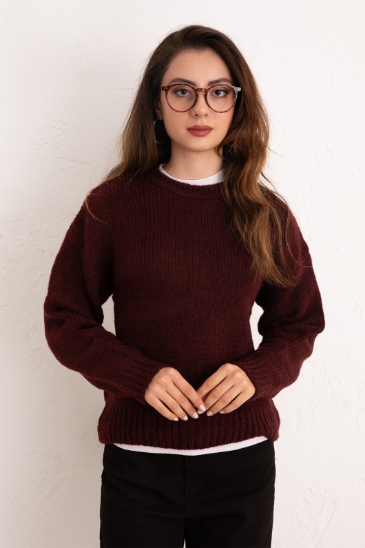 Bisiklet Yaka Basic Kazak 19185 - BORDO