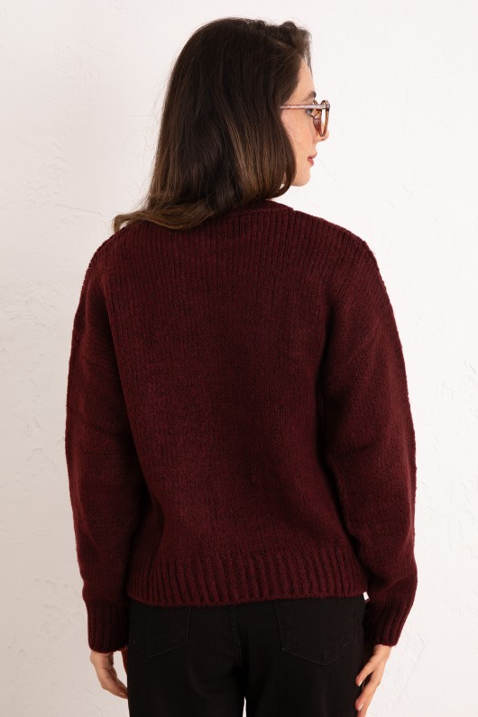 Bisiklet Yaka Basic Kazak 19185 - BORDO