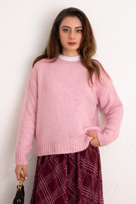 Bisiklet Yaka Basic Kazak 19185 - PEMBE