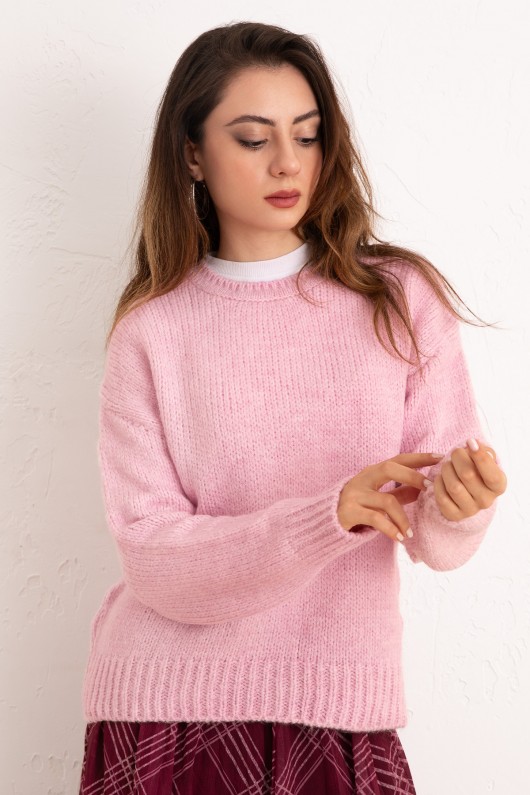 Bisiklet Yaka Basic Kazak 19185 - PEMBE