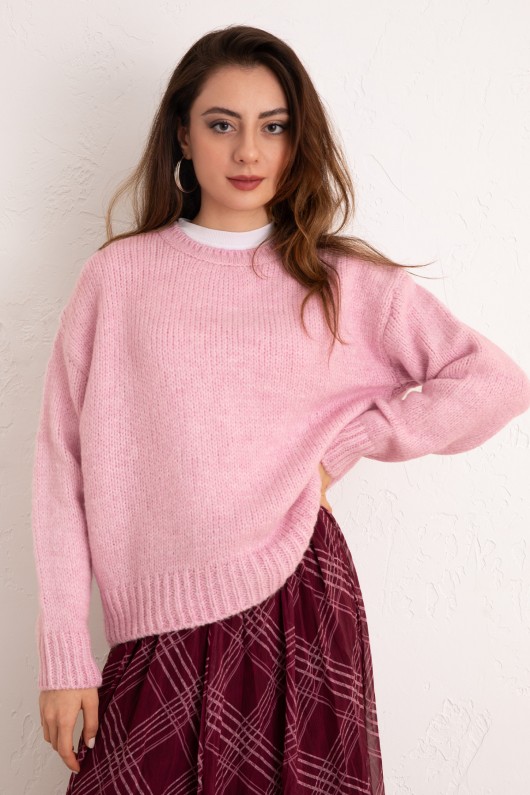 Bisiklet Yaka Basic Kazak 19185 - PEMBE