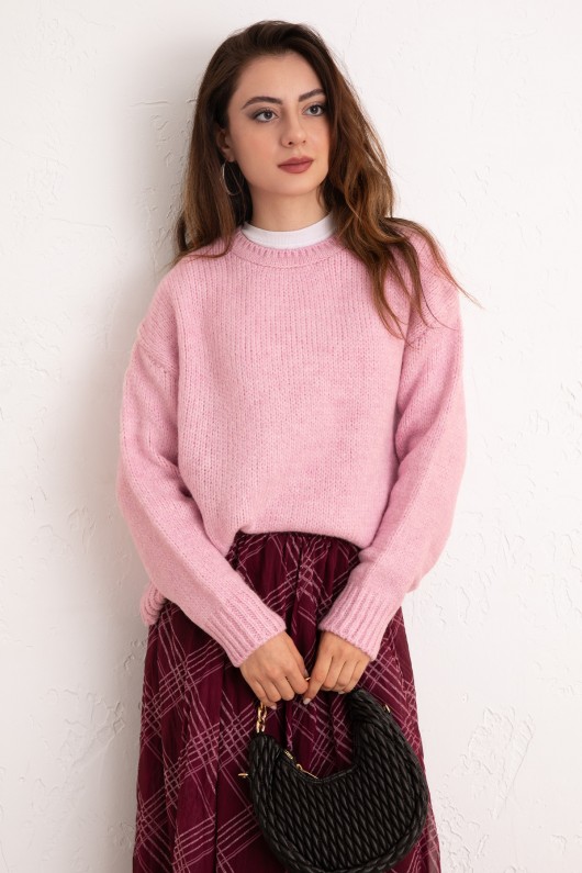 Bisiklet Yaka Basic Kazak 19185 - PEMBE