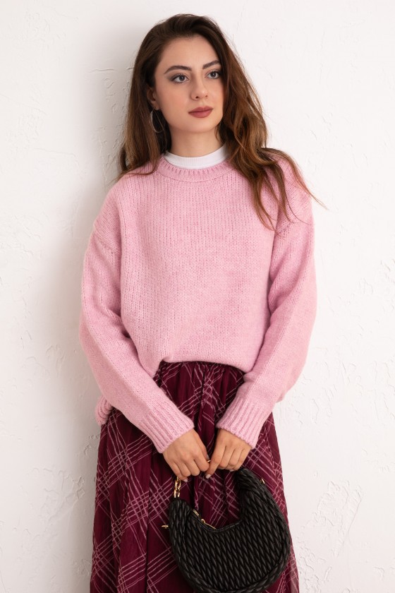 Bisiklet Yaka Basic Kazak 19185 - PEMBE