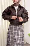  Beli Lastikli Suni Deri Ceket 2016 - KAHVERENGİ
