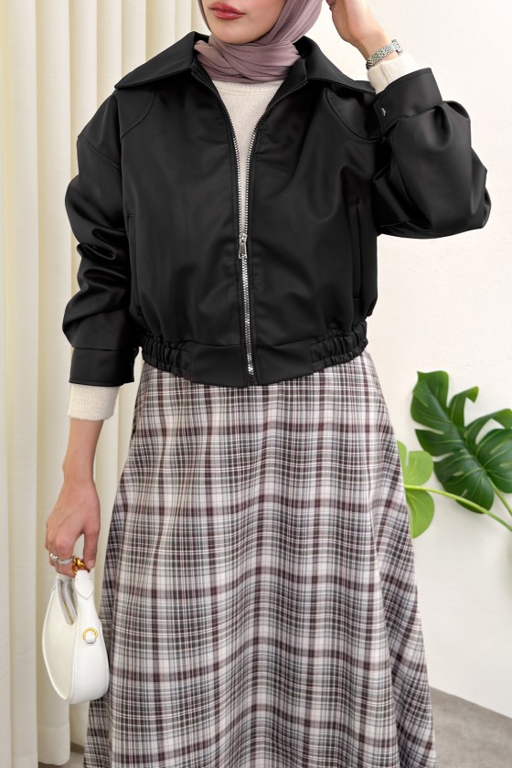  Beli Lastikli Suni Deri Ceket 2016 - SİYAH