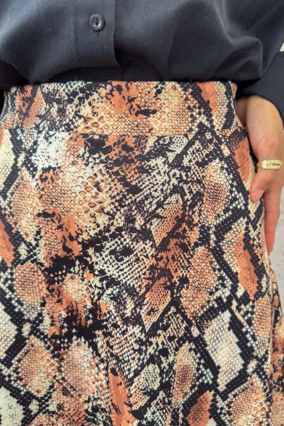 Fütüristik Desen Scuba Etek 2019 - BEJ