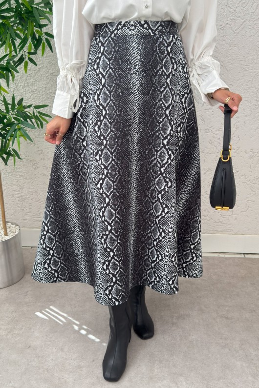 Fütüristik Desen Scuba Etek 2019 - SİYAH Fütüristik Desen Scuba Etek 2019 - SİYAH