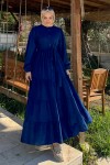2024 Hakim Yaka Kuşaklı Elbise - LACİVERT