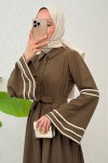 İspanyol Kol Kuşaklı Elbise 2035 - KAHVERENGİ