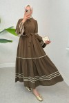İspanyol Kol Kuşaklı Elbise 2035 - KAHVERENGİ