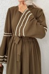 İspanyol Kol Kuşaklı Elbise 2035 - KAHVERENGİ