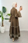 İspanyol Kol Kuşaklı Elbise 2035 - KAHVERENGİ
