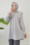 Omuz Fırfır Detaylı Tunik 2044 - GRİ