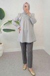 Omuz Fırfır Detaylı Tunik 2044 - GRİ