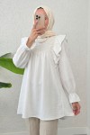 Omuz Fırfır Detaylı Tunik 2044 - BEYAZ