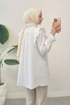 Omuz Fırfır Detaylı Tunik 2044 - BEYAZ
