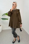 Omuz Fırfır Detaylı Tunik 2044 - KAHVERENGİ
