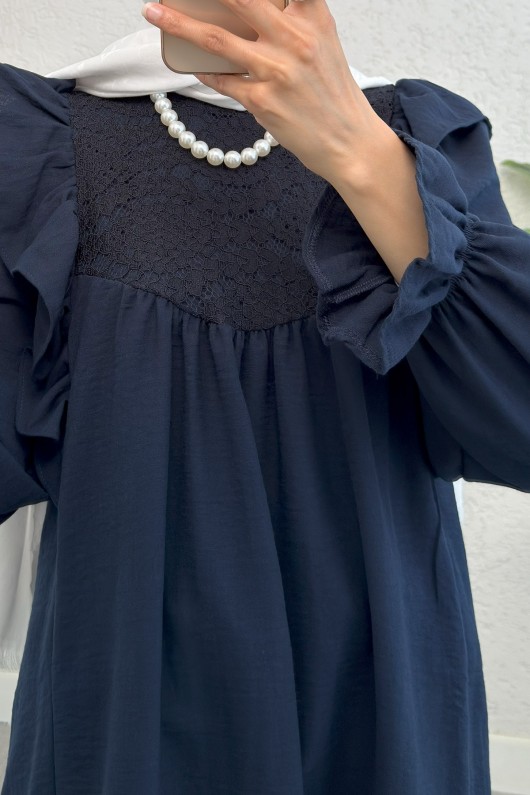 Omuz Fırfır Detaylı Tunik 2044 - LACİVERT