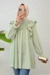 Omuz Fırfır Detaylı Tunik 2044 - SU YEŞİLİ
