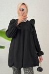 Omuz Fırfır Detaylı Tunik 2044 - SİYAH