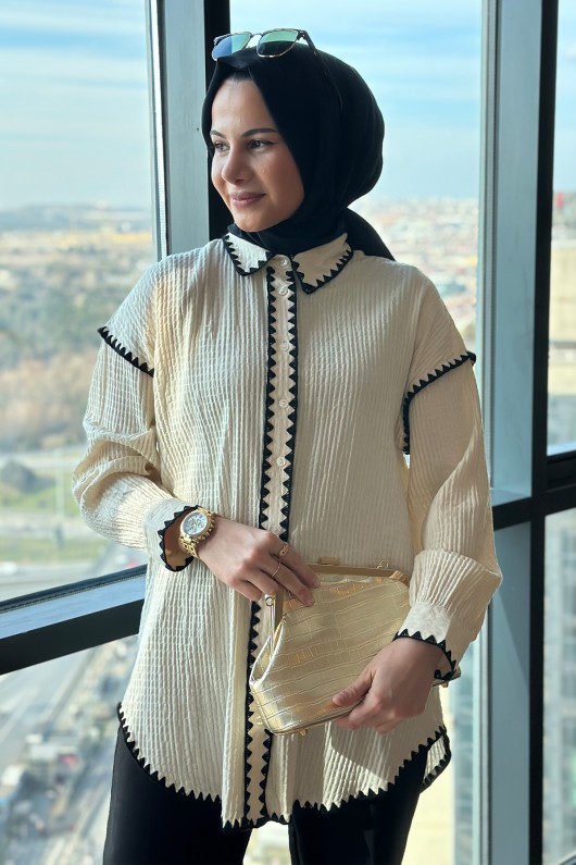 2047 Fisto Detaylı Gömlek - KREM