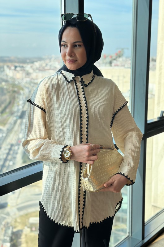 2047 Fisto Detaylı Gömlek - KREM