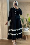 2062 Eteği Şerit Detaylı Takım - SİYAH