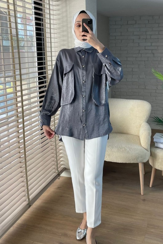 2081 Büyük Cepli Gömlek - ANTRASİT