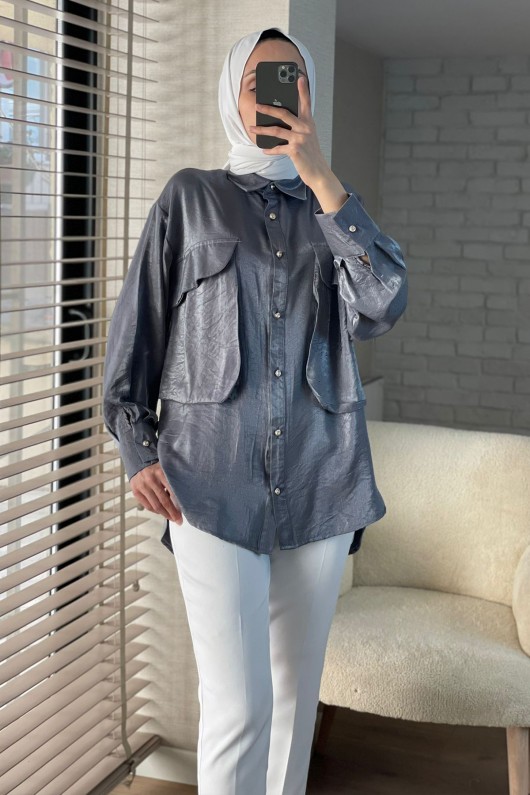 2081 Büyük Cepli Gömlek - ANTRASİT