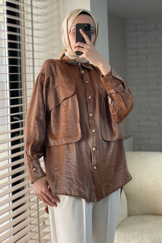 2081 Büyük Cepli Gömlek - TABA