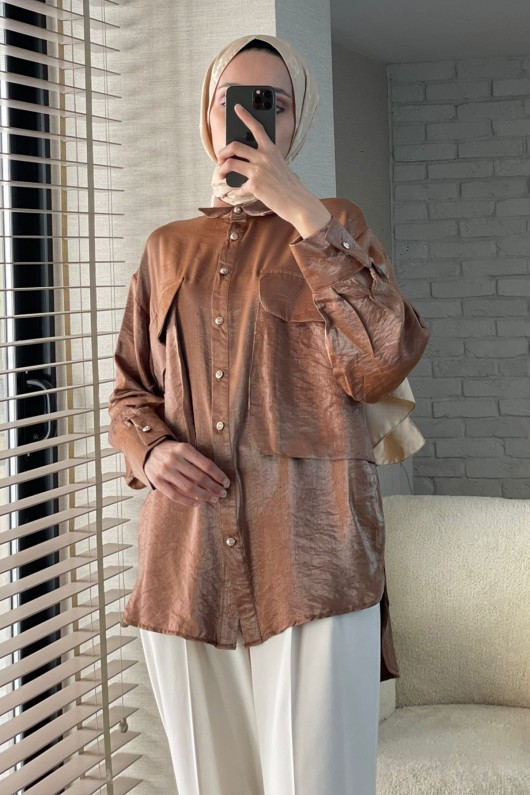 2081 Büyük Cepli Gömlek - TABA