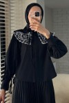 2088 Yakası Nakış Detaylı Tunik - SİYAH 2088 Yakası Nakış Detaylı Tunik - SİYAH