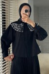 2088 Yakası Nakış Detaylı Tunik - SİYAH 2088 Yakası Nakış Detaylı Tunik - SİYAH