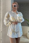 2098 Parlak Desenli Balon Kol Tunik - GOLD 2098 Parlak Desenli Balon Kol Tunik - GOLD