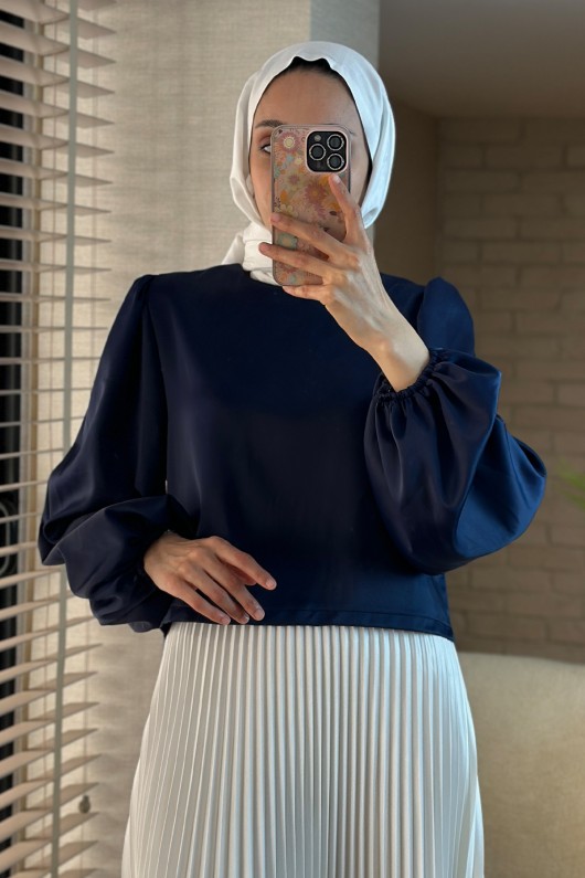 2104 Balon Kol Bluz - LACİVERT 2104 Balon Kol Bluz - LACİVERT