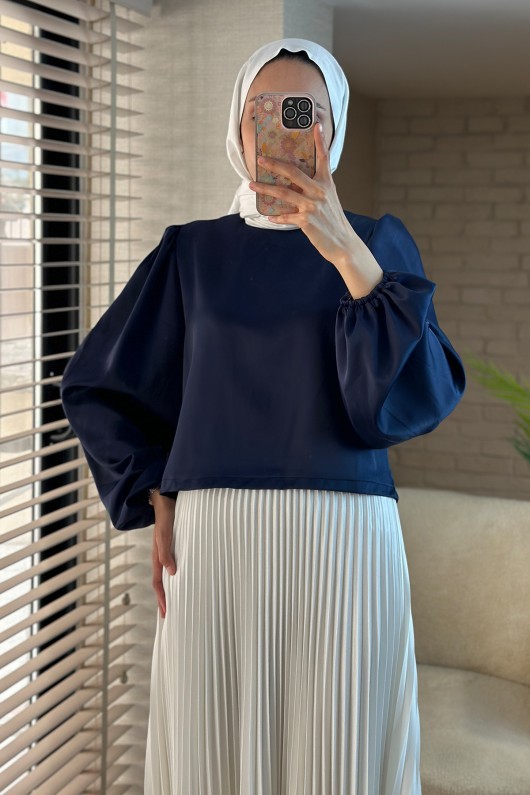 2104 Balon Kol Bluz - LACİVERT 2104 Balon Kol Bluz - LACİVERT