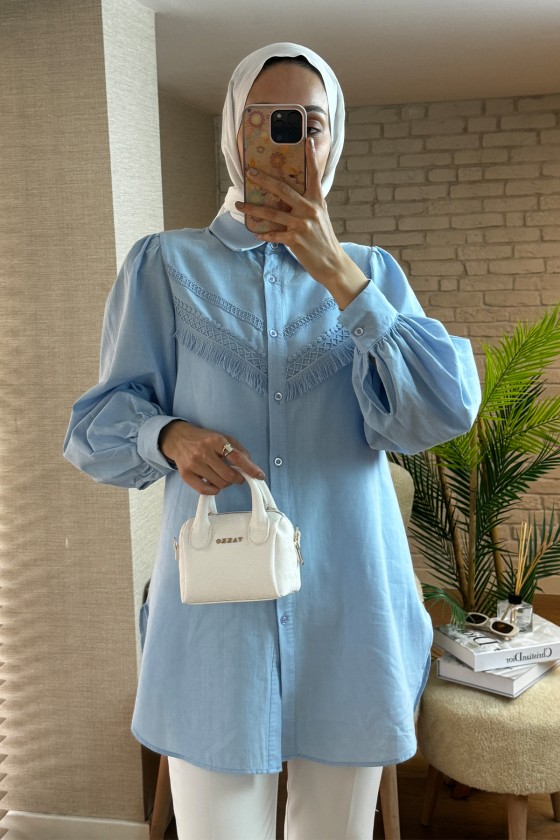 2109 Balon Kol Gömlek - BEBE MAVİSİ