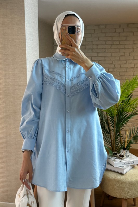 2109 Balon Kol Gömlek - BEBE MAVİSİ