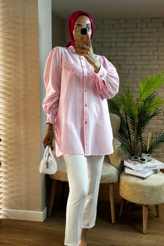 2109 Balon Kol Gömlek - PEMBE 2109 Balon Kol Gömlek - PEMBE